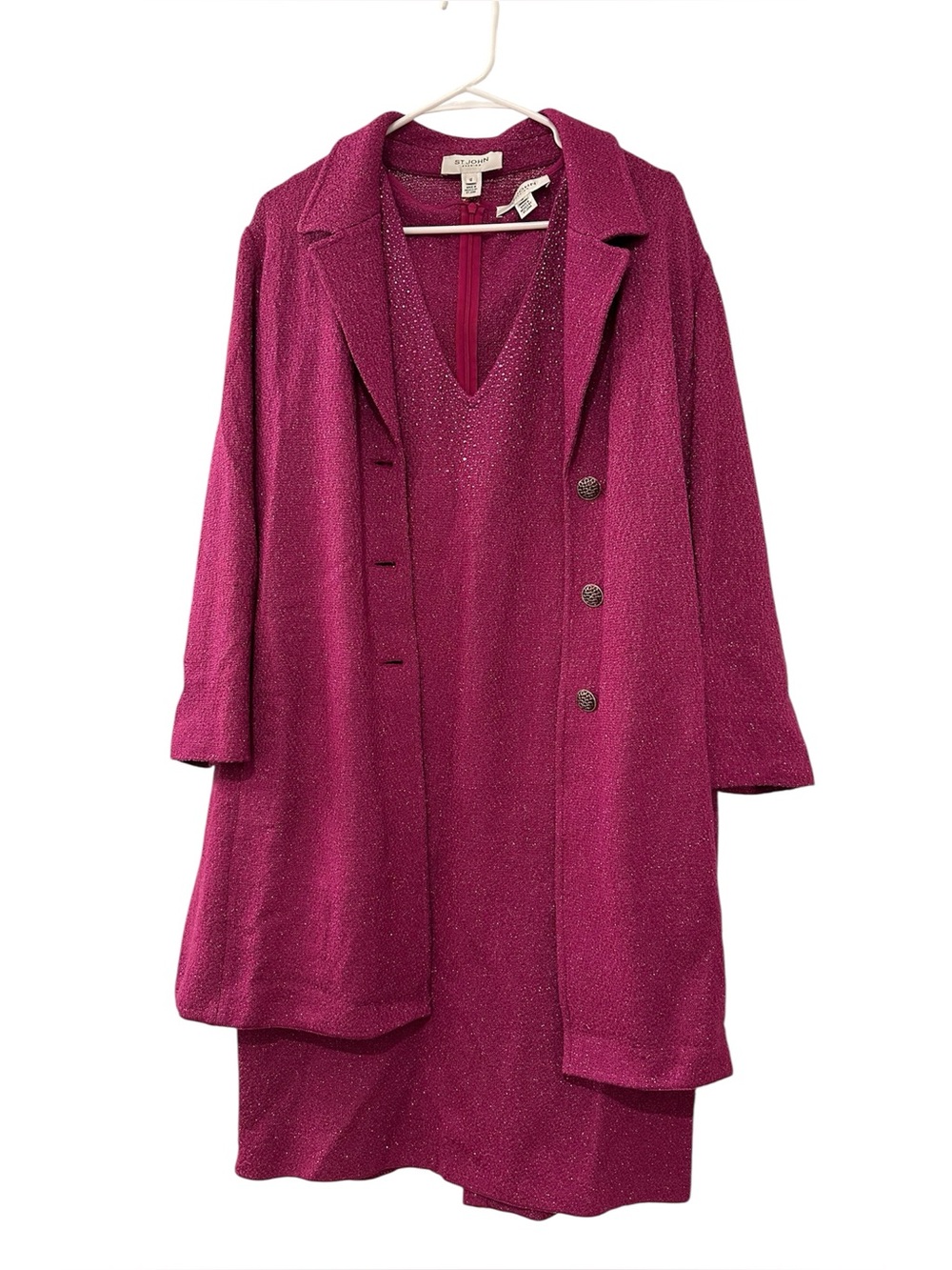 St. John Shimmer Knit Two-Piece in Fuchsia Pink